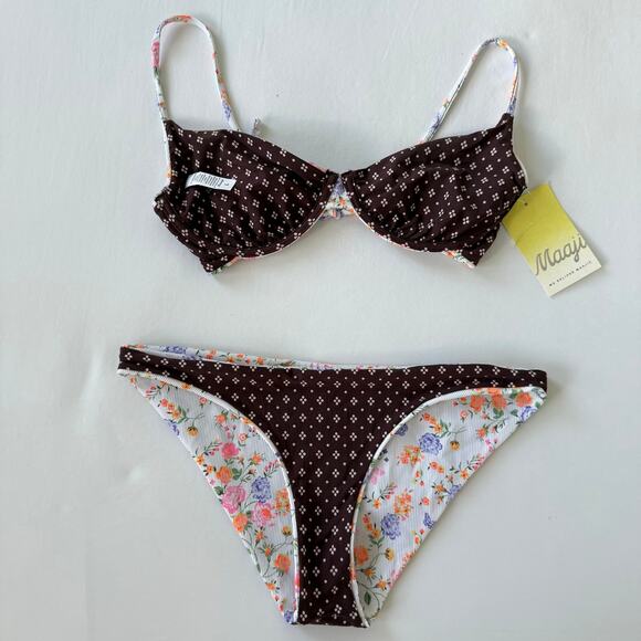 Maaji Bikini Dainty Underwire Bikini Top and Bottom Reversible Size L NWT - Picture 6 of 6